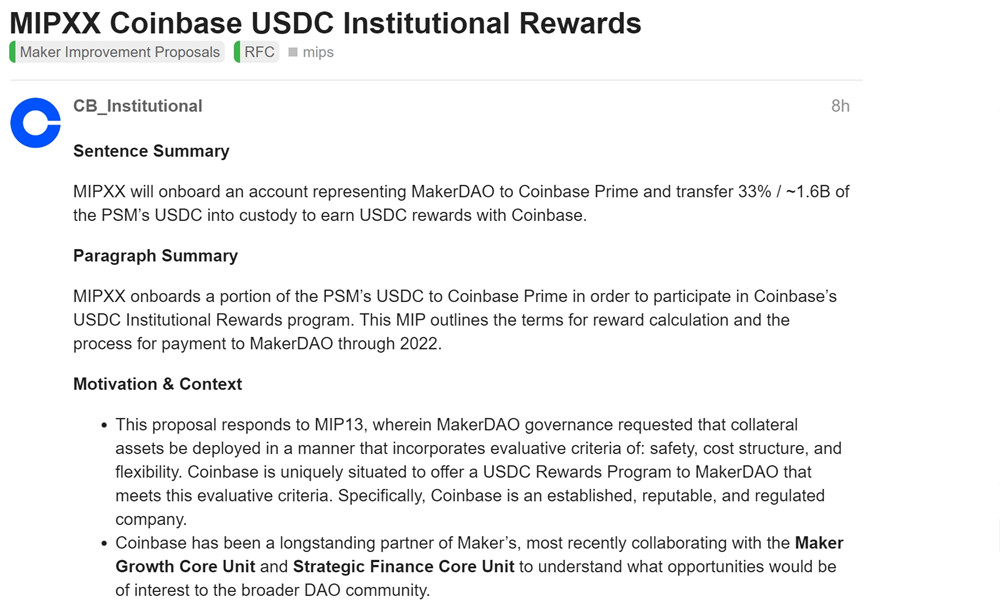 引激烈争论！Coinbase提案托管MakerDAO稳定模组中的USDC-第1张图片-币安app下载
